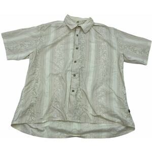 Half Moon Bay Camp Shirt Mens XL Beige Short Sleeve Cotton Button Up Hawaiian